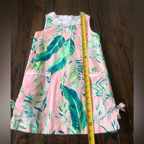 Lilly Pulitzer Girls 8 Light Pink/Green Palms/Monkey Embroidered Shift Dress - Picture 7 of 12